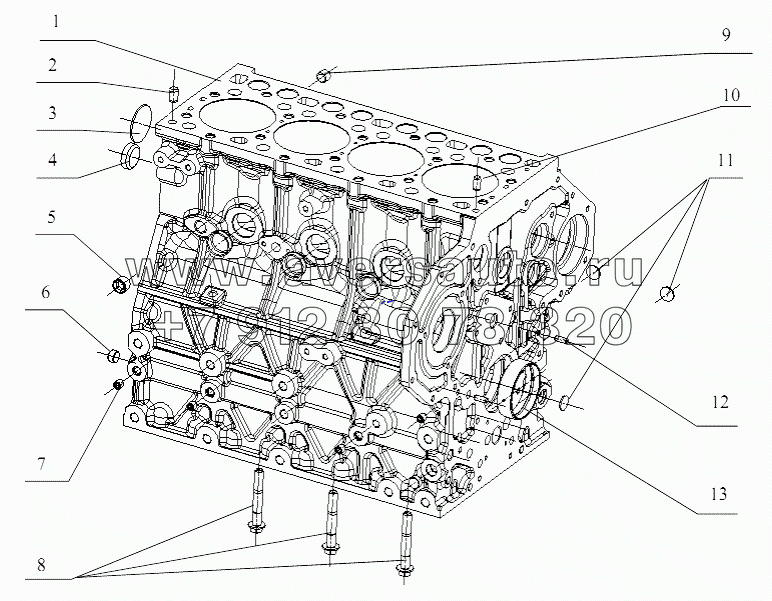 R3000-1002100/05, R8000-1002100/02 Cylinder Block Assembly