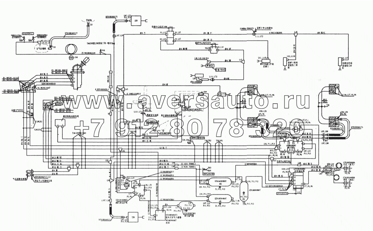 Схема тормозной системы для тягачей 6x4