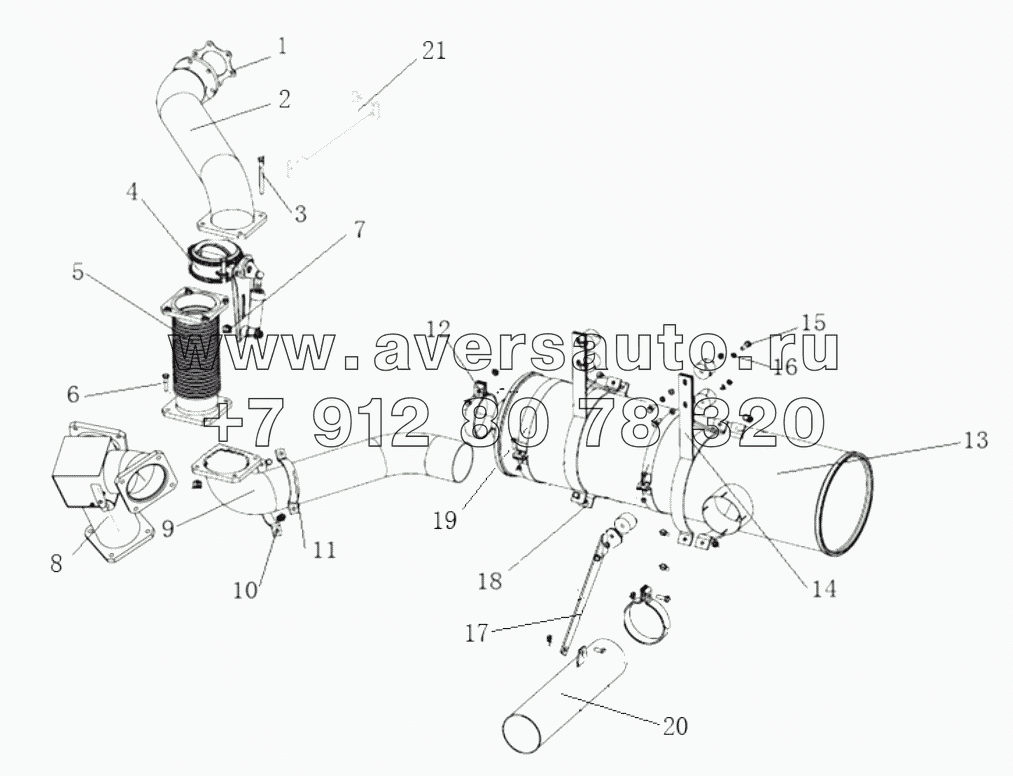  EXHAUST PIPE AND MUFFLER F2000 / (WP10 ENGINE_4  2/6  4)