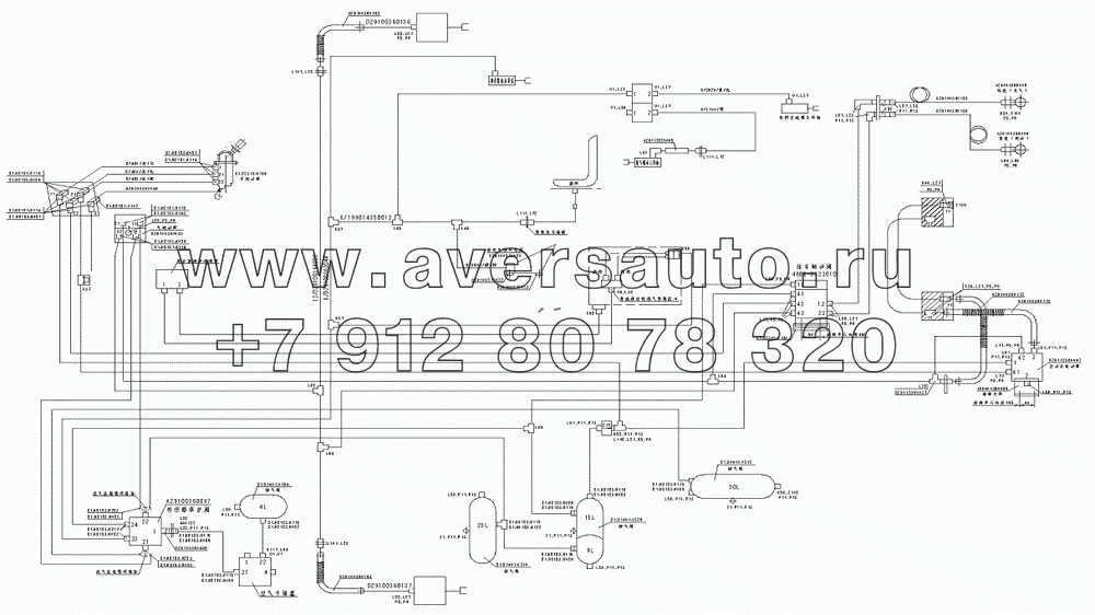 Схема тормозной системы для бортовых автомобилей 4х2