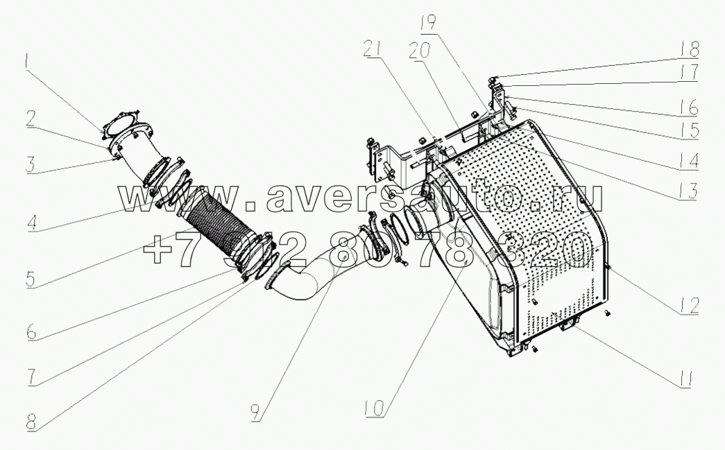  F3000 EXHAUST PIPE AND MUFFLER (WP12 NATIONAL IV ENGINE 6X4)