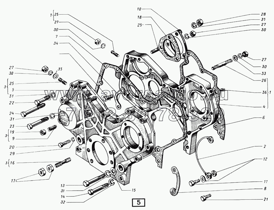 Картер и передняя крышка распределительный зубчатых колес СМД-14НГ,-14БН,-15Н,-19,-20