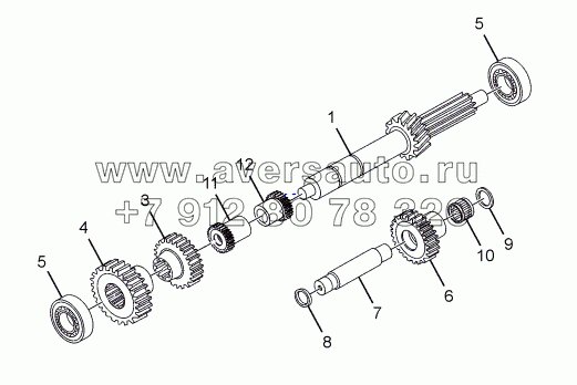 COUNTER SHAFT, GEARS AND REVERSE IDLER