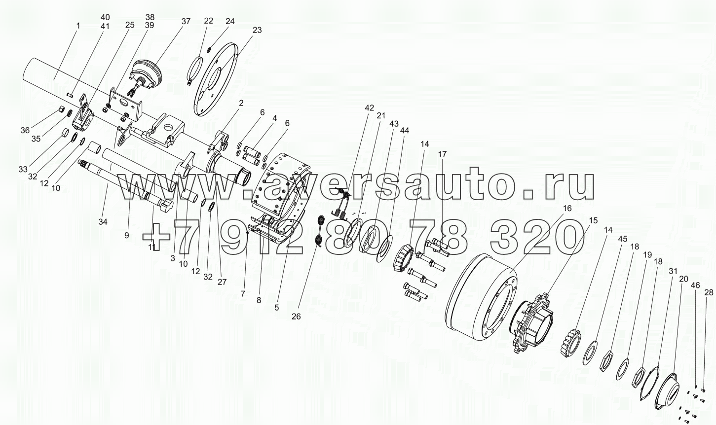 Ось с тормозами (BPW), балка 140мм "ТОНАР" выпуска с 04.2007 г. по 06.2008г.