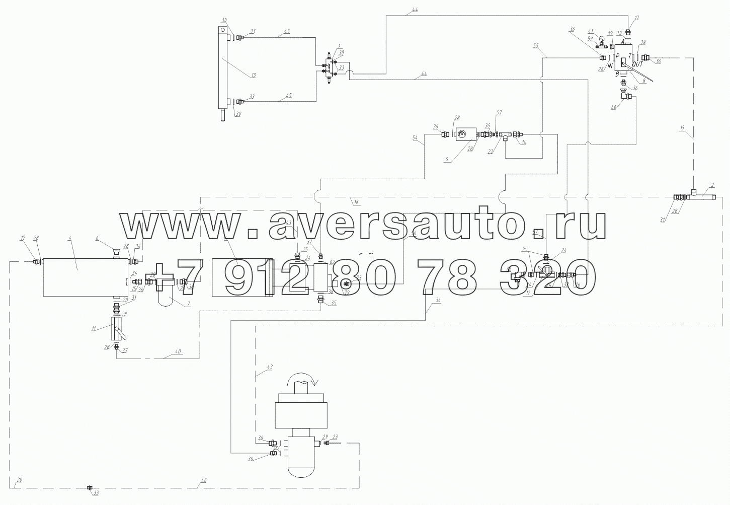 Схема гидравлическая (привод от гидростанции)