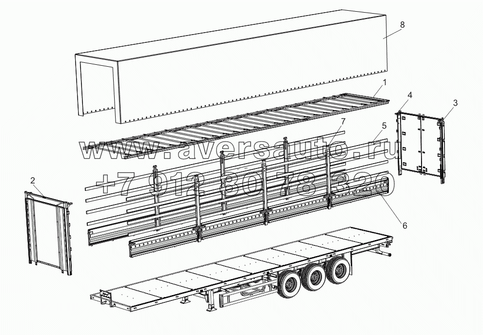 Схема каркаса тента для 97461-0000040-50 (L= 13,6м.)