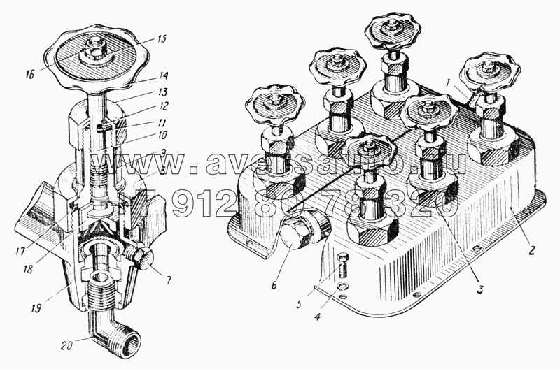 Блок шинных кранов (Рис. 128)