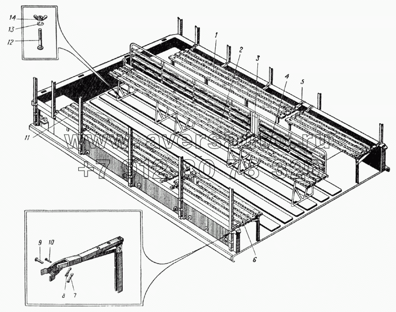 Сиденья платформы автомобиля Урал-375Д (Рис. 156)