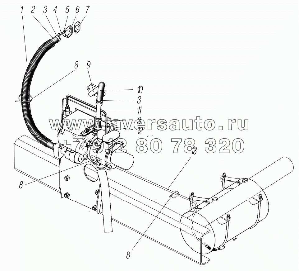 Трубопроводы и шланги системы предпускового подогрева двигателя для автомобилей 4320-0000110-71, 5557-0001152-70И03, 55571-0001121-70И03