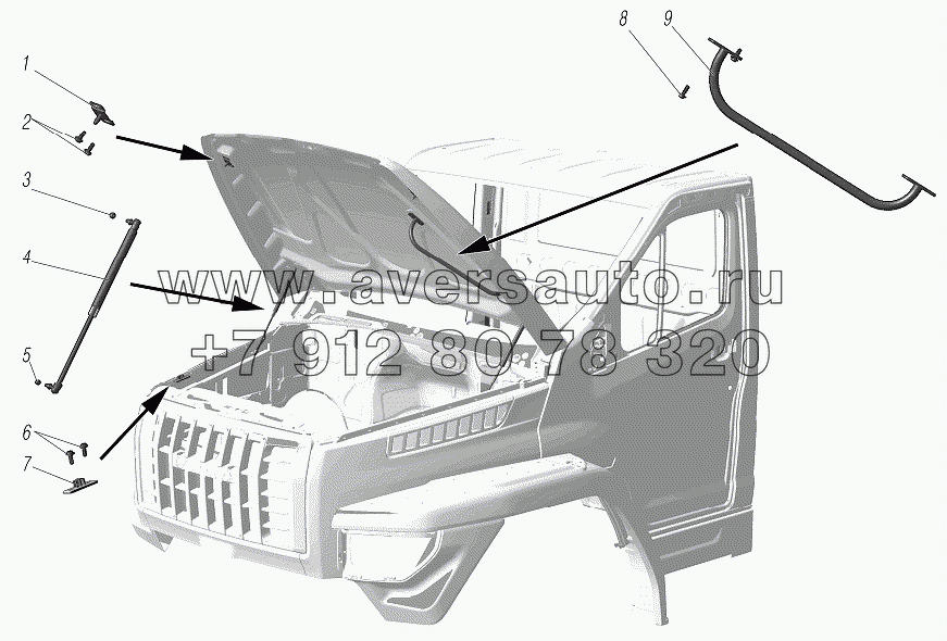 Установка упора капота