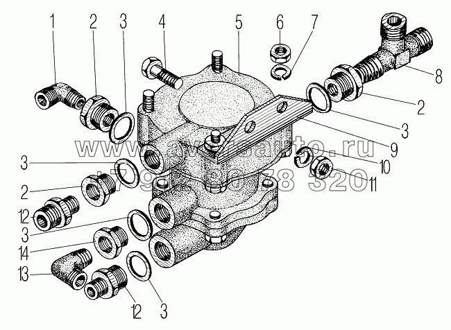 Установка клапана управления тормозами прицепа для автомобилей для автомобилей Урал 532361 и 532362