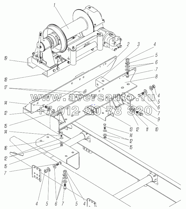 Установка лебедки для автомобилей Урал 542301-17-10