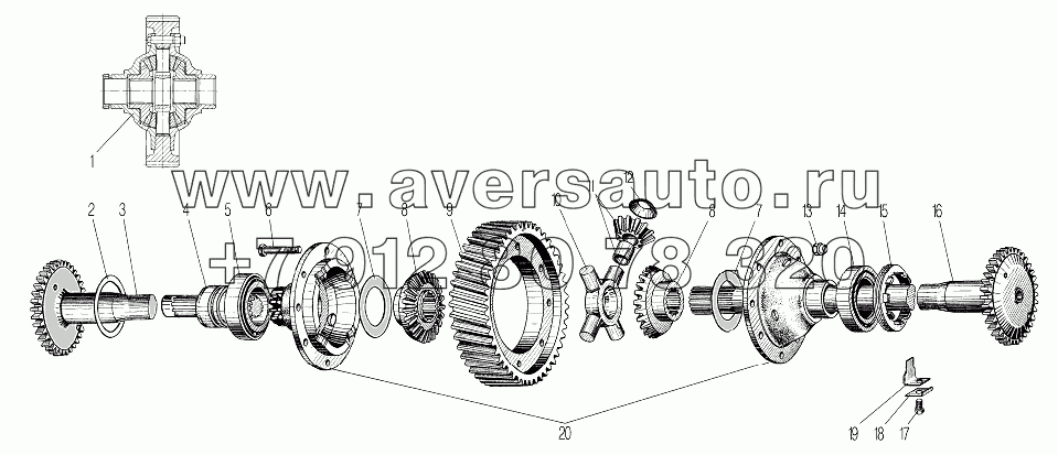 Дифференциал и полуоси среднего и заднего мостов