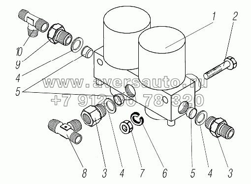 Установка электромагнитного клапана системы накачки шин для задних колес для автомобилей Урал 542301-117-10