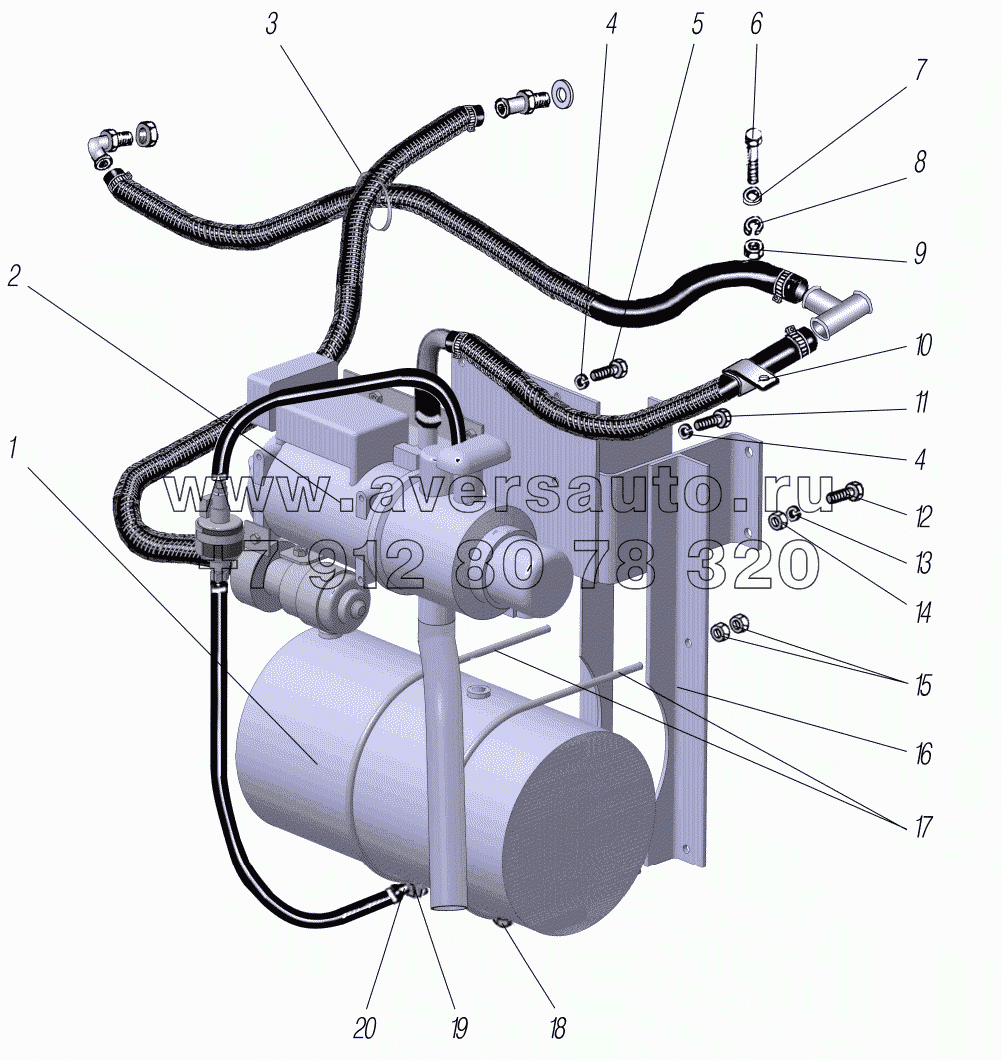 Установка агрегатов системы предпускового подогрева двигателя