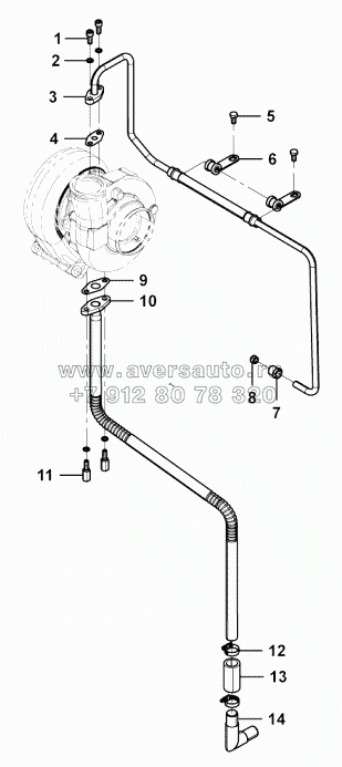  Turbocharger oil pipe group