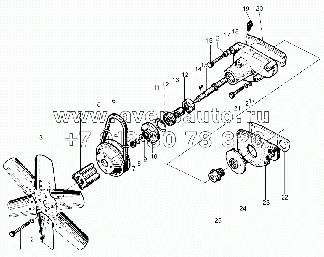 Cooling water pump and fan assembly
