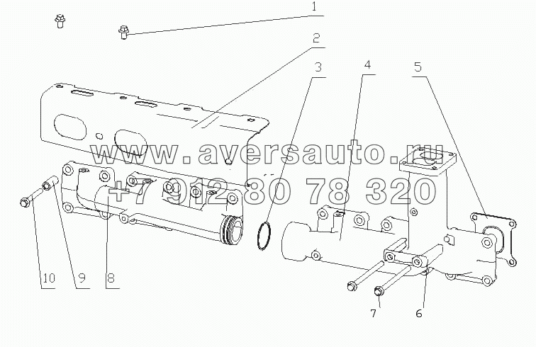 M1000-1008400/02, M2AS1-1008200/01 Части крышки выпускной трубки и выпускная трубка