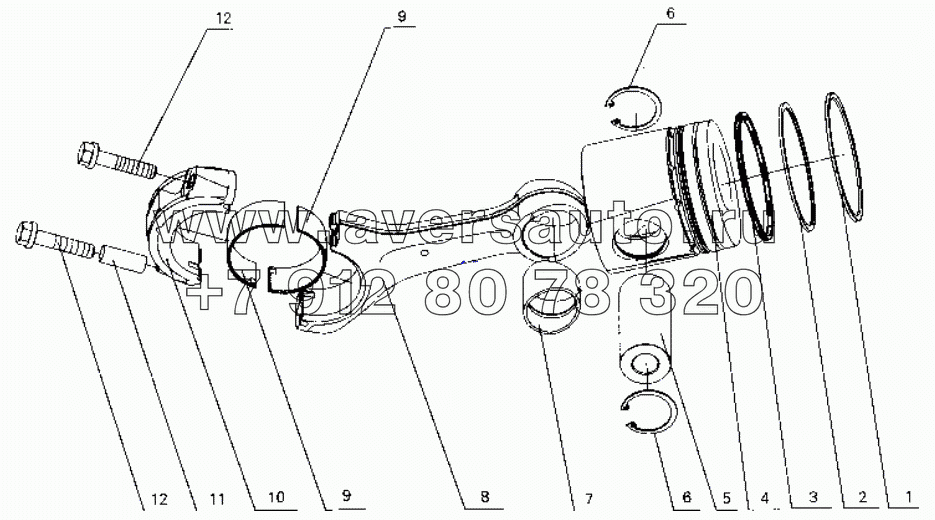 G0100-1004000 Piston and connecting rod assembly