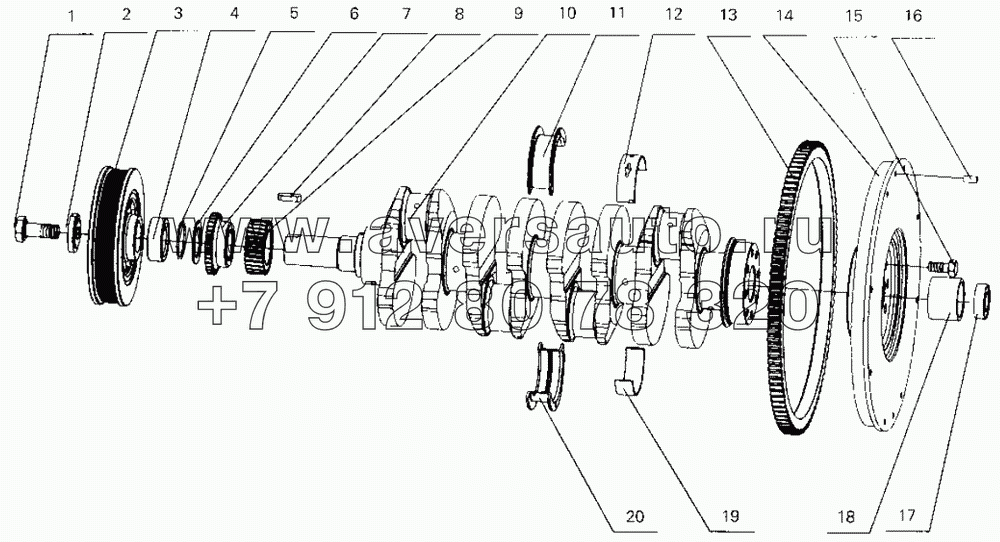 B30-1005000 Crankshaft and flywheel assembly