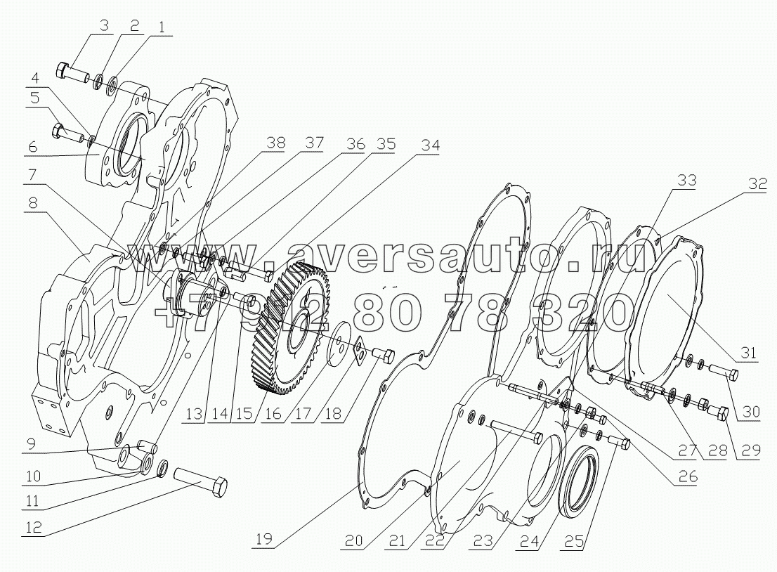 B7615-1002200 Узел картера распределительных шестерён