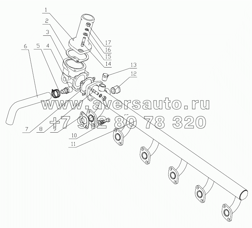  1640H-1303000/13 Water Outlet Pipe Assembly