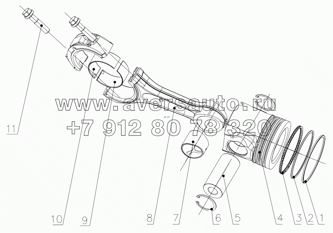  G3W00-1004000/02 Piston and Connecting Rod