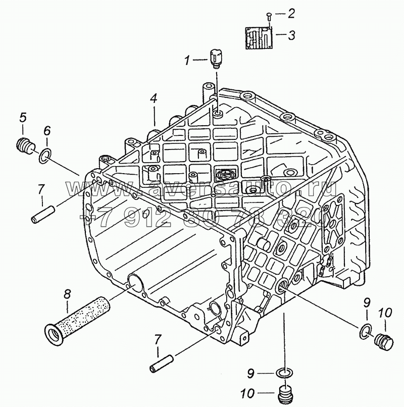 Картер коробки передач с пробками