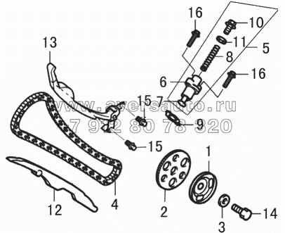 Цепь привода распределительного механизма и натяжитель цепи