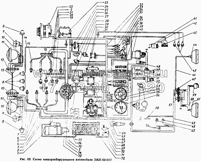 Схема электрооборудования автомобиля ЗИЛ-431917