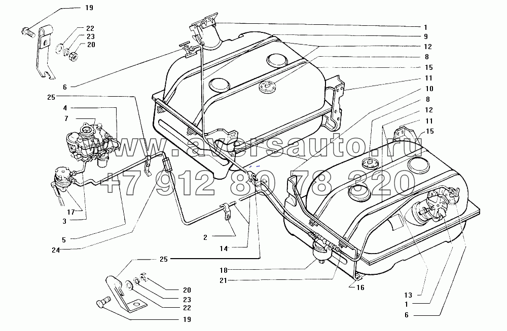 Схема питания двигателя автомобилей ЗИЛ-130В1